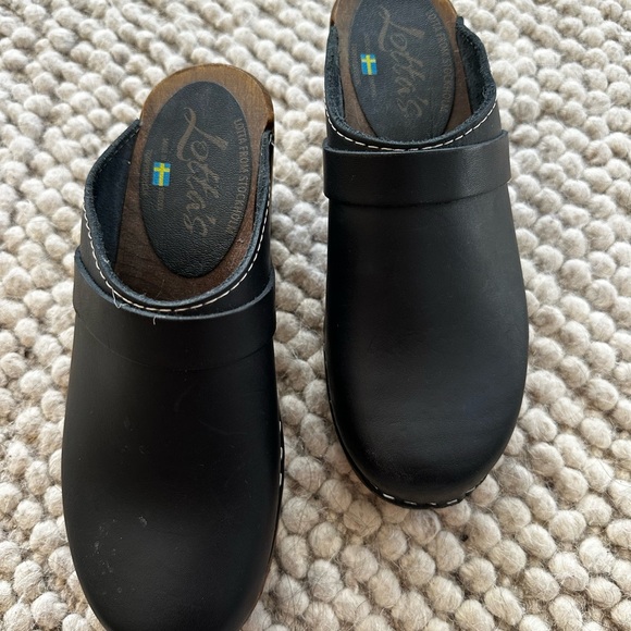 Lotta From Stockholm Black Leather Clogs - Picture 2 of 4